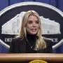 FILE - Attorney General Pam Bondi speaks at a news conference at the Justice Department, Feb. 12, 2025, in Washington. (AP Photo/Ben Curtis, File)