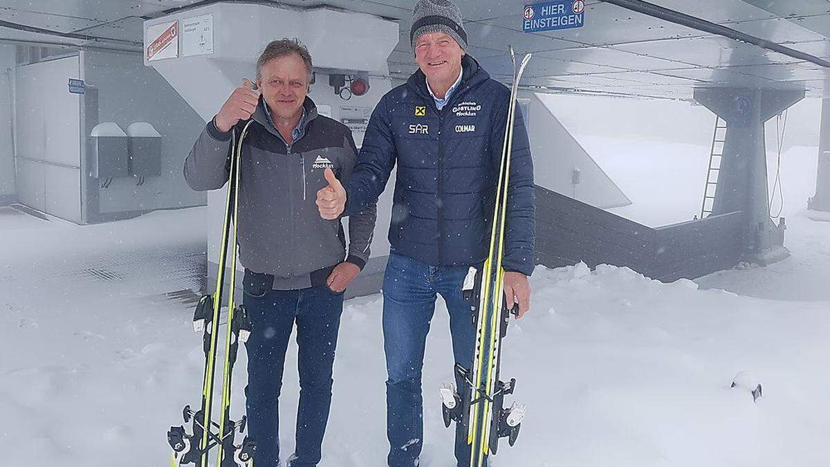 Können es selbst kaum glauben: Göstlings Bürgermeister Fritz Fahrnberger und Betriebsleiter Heinz Huber