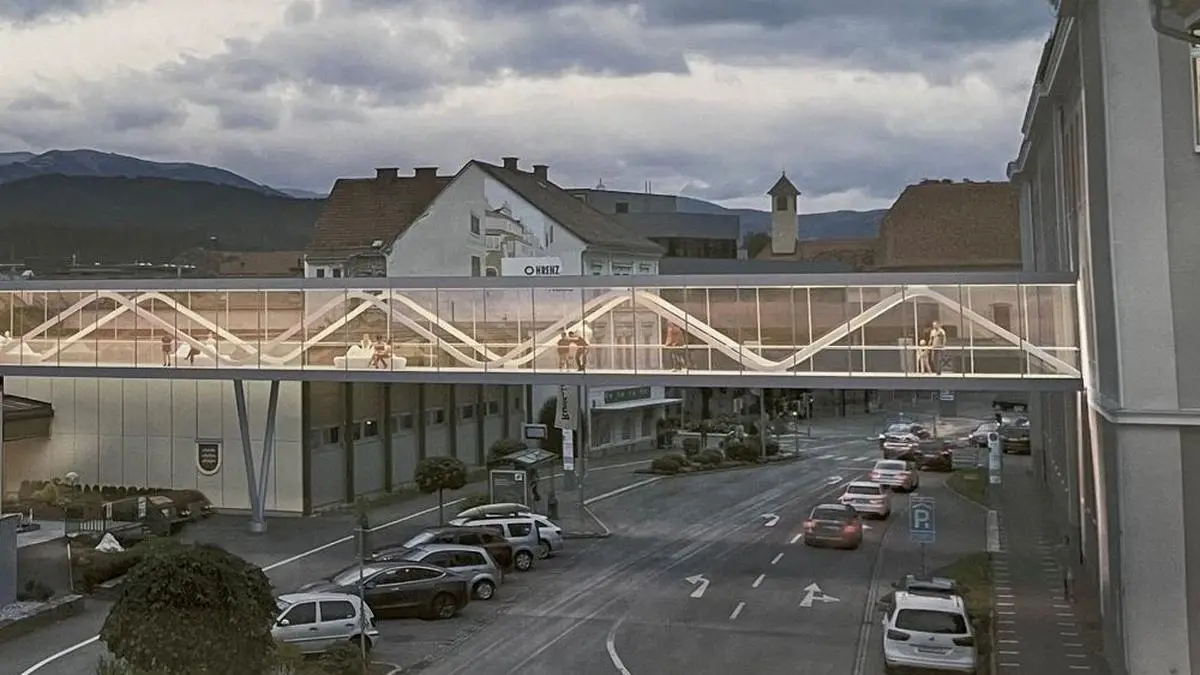Die geplante Brücke zwischen Gymnasium und Kärntnerschule 