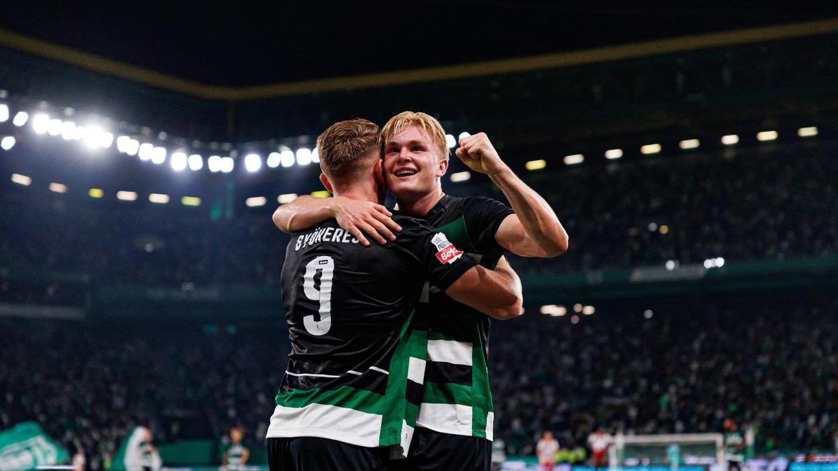 Sporting Lissabon hatte zuletzt oft Grund zur Freude, hier Viktor Gyökeres und Conrad Harder 