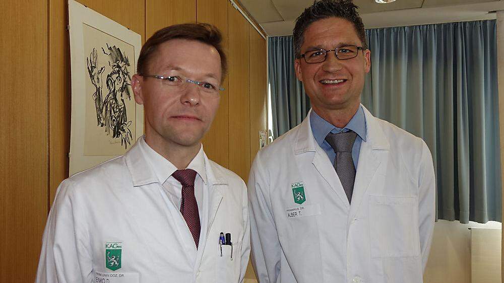 Neue Primarärzte am LKH Hochsteiermark Leoben: Thomas Alber (Urologie, r.) und Dietmar Enko (Labordiagnostik)