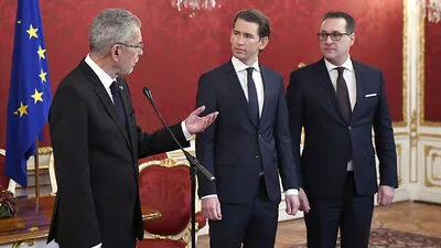 Bundespräsident Van der Bellen, Bundeskanzler Kurz, Vizekanzler Strache 