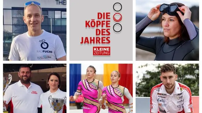 Die Nominierten: Manfred Lindner, Martina Weitenthaler, Anton Vötsch, Flora Maurer und Larissa Jöbstl sowie Stefan und Katrin Koren (im Uhrzeigersinn)