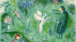 Marc Chagall, „Der Lustgarten“ (1961),  Lithografie aus dem Mappenwerk „Daphnis et Chloé“