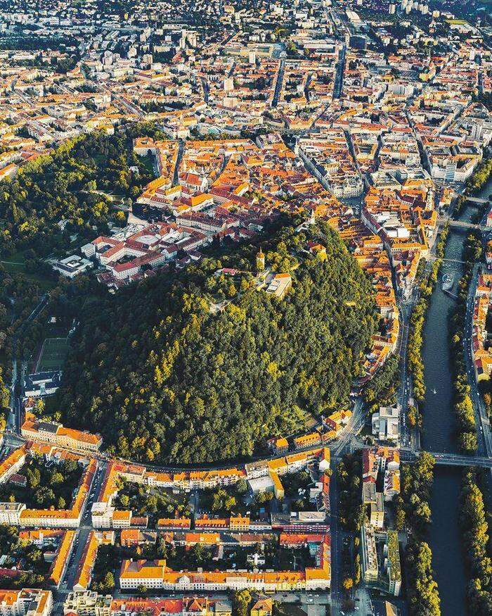 Luftbild der Stadt Graz