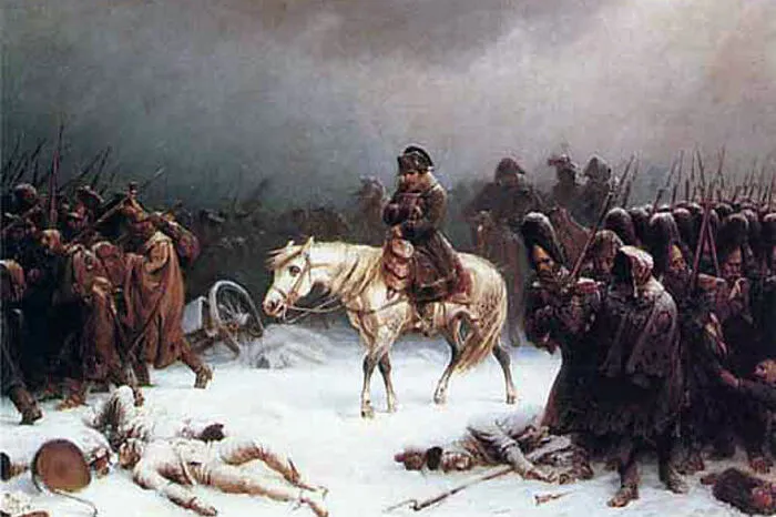 Die Schrecken des Eises und der Finsternis führte der deutsche Maler Adolph Northen am Beispiel von Napoleons  desaströsem Russland-Feldzug vor Augen.