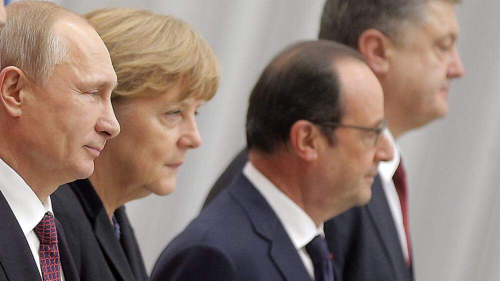 Putin, Merkel, Hollande und Poroschenko