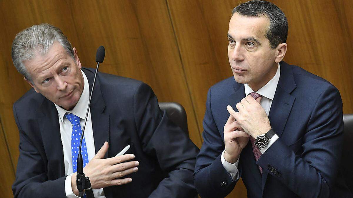 Mitterlehner und Kern damals auf der Regierungsbank