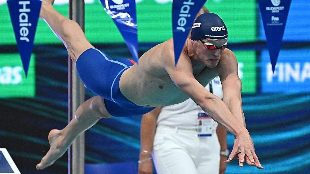 Felix Auböck hat bei der Schwimm-WM in Budapest eine Enttäuschung erlebt