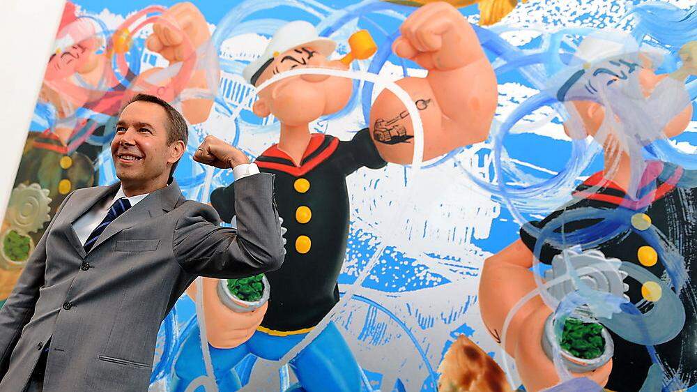 US-Künstler Jeff Koons, hier vor seinem &quot;Triple Popeye&quot;
