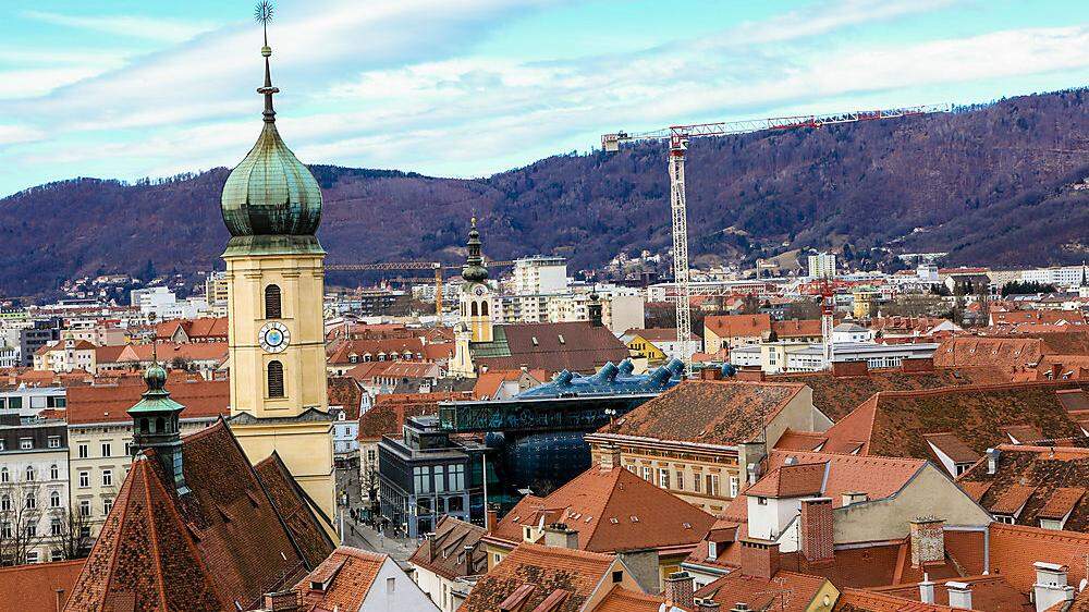 Graz, Blickrichtung Westen: urbane Zukunftsvorstellungen blieben trotz Lockdown intakt