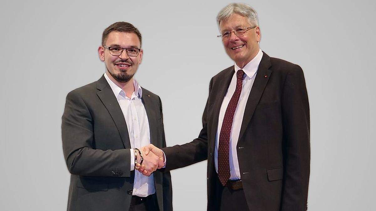 LH Peter Kaiser gratulierte dem neuen Parteivorsitzenden der SPÖ Klagenfurt-Land Ervin Hukarevic