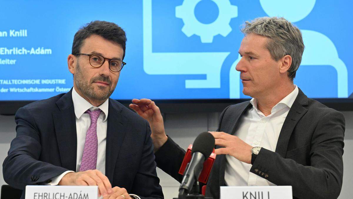 KV-Verhandlungsleiter Stefan Ehrlich-Adám und Christian Knill, Obmann der Metalltechnischen Industrie in der Wirtschaftskammer