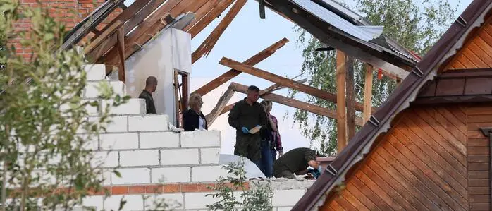 Zerstörung durch Drohnen in Wyryki, in Polens Osten 