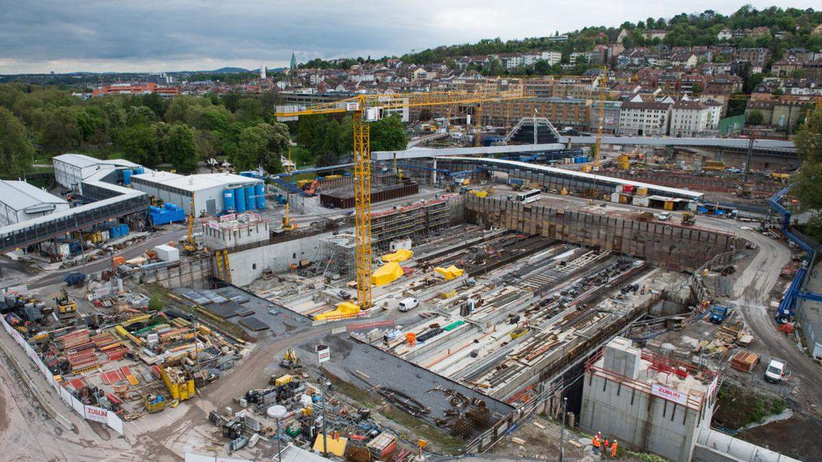 Die Stuttgart 21 - Baustelle