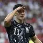 Hwang Hee Chan of South Korea reacts after scoring a goal during 2026 FIFA World Cup Asian 2nd Qualifier soccer match between Singapore and South Korea at the National Stadium in Singapore, on Thursday, June 6, 2024. (AP Photo/Suhaimi Abdullah)