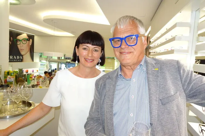 Evelin Mathiesl mit Schuhunternehmer Hellmuth Rieder.