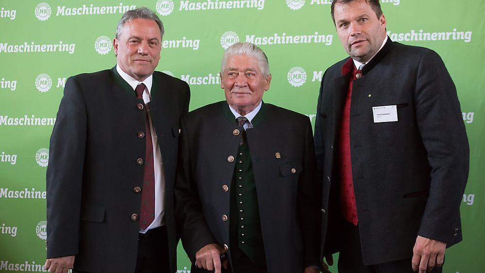 In den 50 Bestandsjahren führten bisher drei Obmänner den Maschinenring Osttirol: Franz Ganeider, Franz Hanser, Hans Gumpitsch (von links)