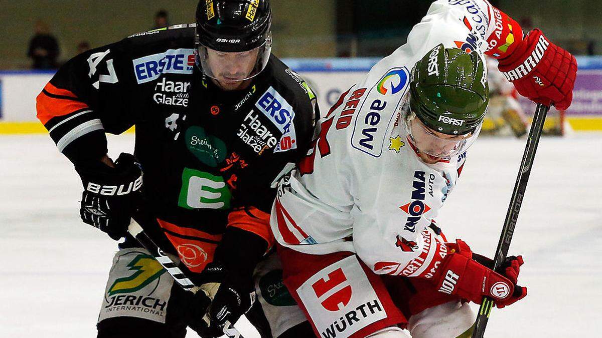 Brodie Reid (rechts) spielte in der EBEL schon für Bozen und Dornbirn