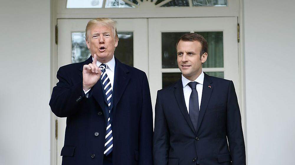 Trump mit Macron vor dem Weißen Haus