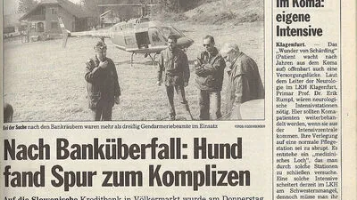 So berichtete die Kleine Zeitung über den Bankraub im Jahr 1993