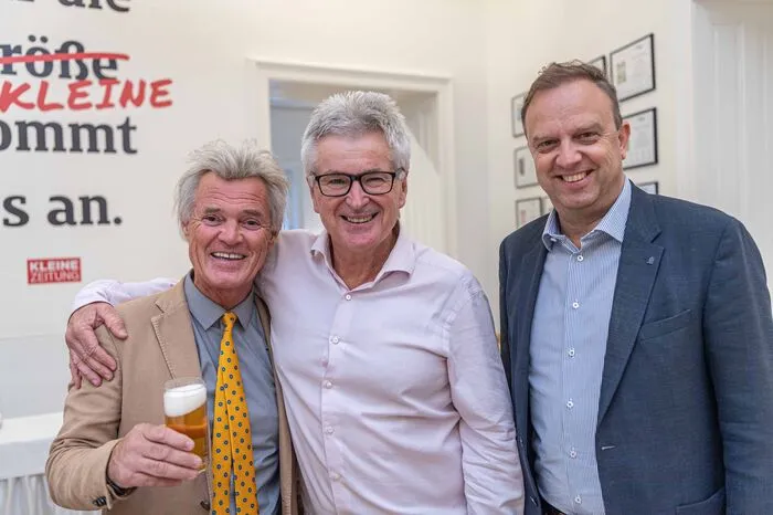 Eis-König Charly Temmel, Gerhard Nöhrer (Kleine Zeitung), und Erwin Wurzinger (Bezirksvorsteher Mariatrost)