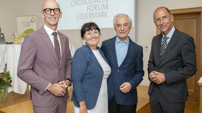 Willibald Ehrenhöfer, Landeshauptmann-Stellvertreterin Manuela Khom, Josef Riegler und Politologe Peter Filzmaier