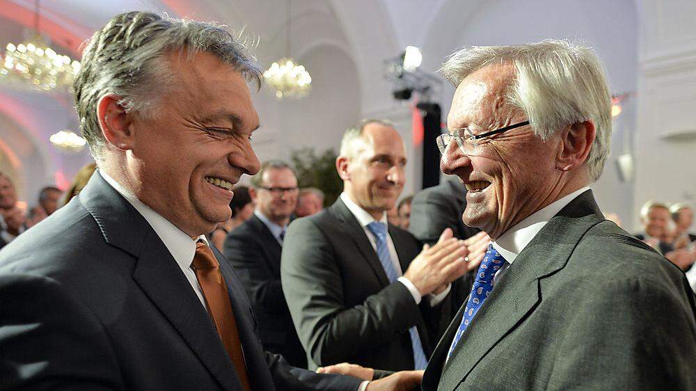 Viktor Orban und Wolfgang Schüssel in freundlicheren Zeiten: Bei der 70er-Feier des Altkanzlers in Wien 2016