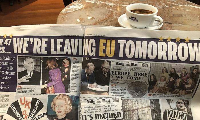 Für die Titelseite hat es nicht gereicht, aber immerhin sind zwei Brexit-Doppler in der Daily Mail
