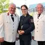 (von links) Obmann Manfred Hauser, Polizeidirektorin Esther Krug und Chorleiter Christian Petschar 