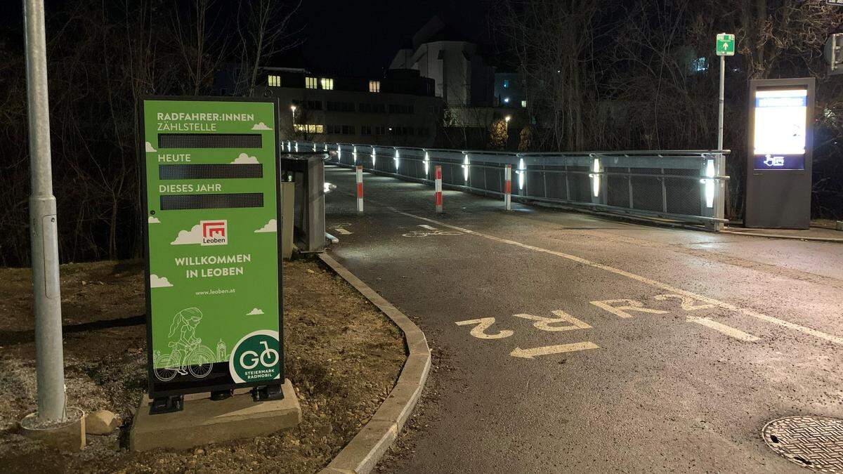 Eine der beiden Anlagen zur Zählung des Radverkehrs wurde jetzt an der Winkelfeldbrücke in Judendorf installiert