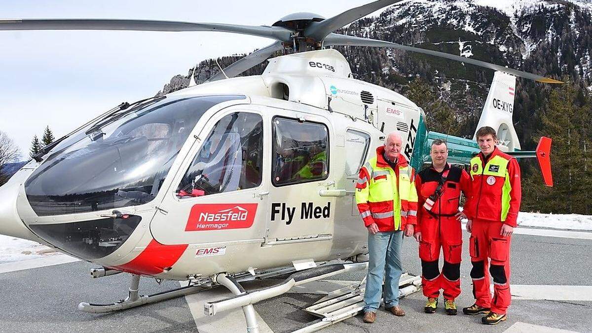 Günther Schamp (links) mit Flugcrew