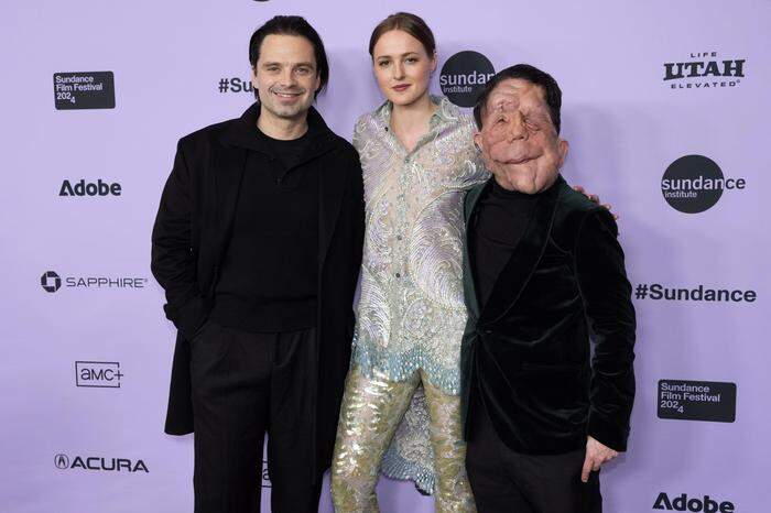 Sebastian Stan,  Renate Reinsve und Adam Pearson 