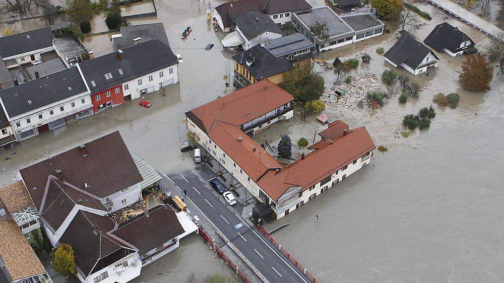 Das Hochwasser richtete am 5. November 2012 alleine in Lavamünd Millionenschäden an 