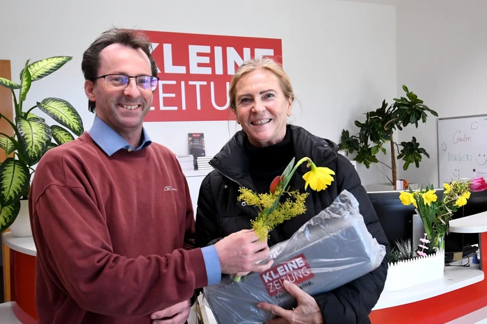 Eine Narzisse gab es natürlich auch für unsere Besucherin Christa Draxler aus Weiz.