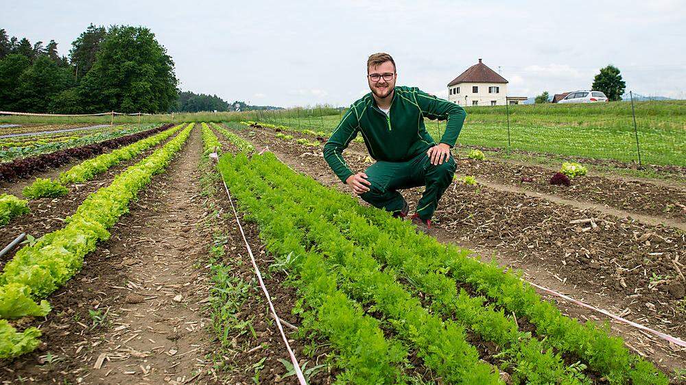 Veit Wakonig hat sein Gemüsefeld für Kunden geöffnet. Nicht nur die Pflanzen wachsen, mittlerweile hat sich das Feld verdoppelt
