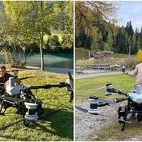 Luca Tschabitscher (links) aus Steinfeld und Mario Moritz (rechts) aus Innerkrems setzen auf Lastendrohnen und wollen die neue Technik als Geschäftsfeld etablieren