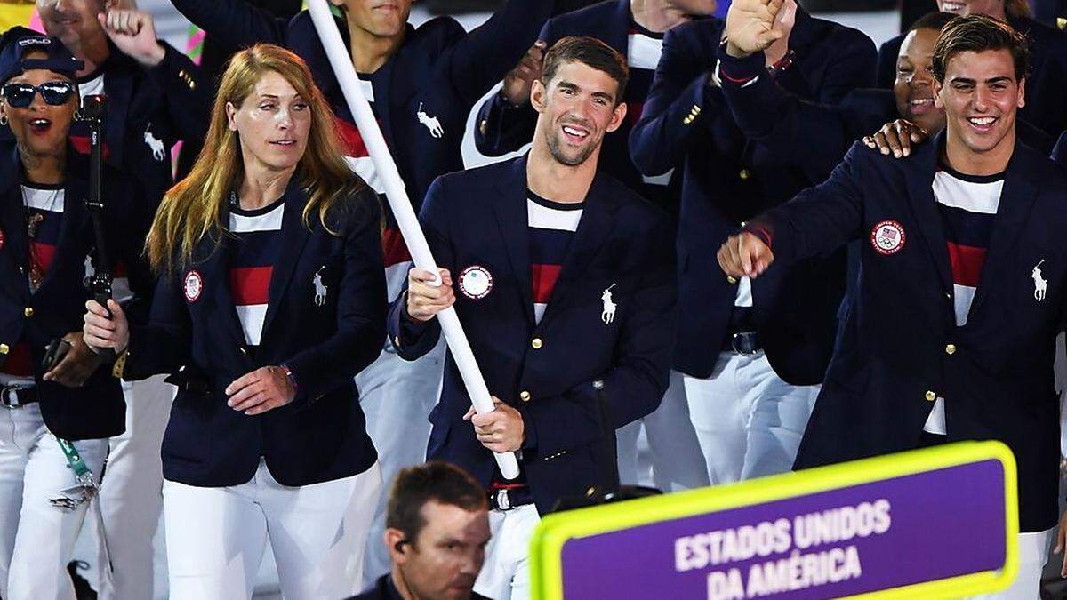 Bei der Eröffnungsfeier war Phelps Fahnenträger der USA