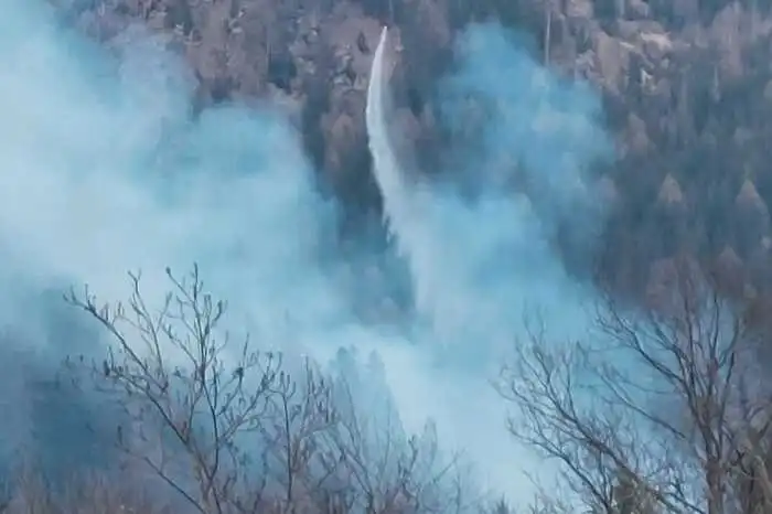 Aufgrund des Windes und der Trockenheit breitete sich ds Feuer schnell aus.
