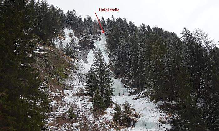 Am "Mittleren Marbachfall" stürzte der Eiskletterer ab