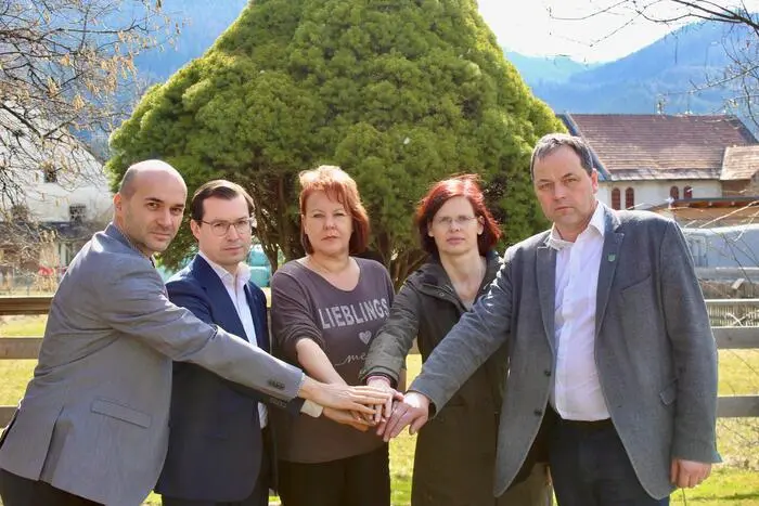 Am Palmsamstag wird man auf die Straße gehen. Im Bild (v.l.) Christian Polaschek, Stefan Hofer, Eva Hirschmanner, Eveline Moik und Hubert Lenger