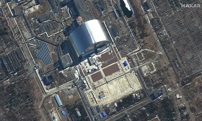 Satellitenaufnahmen zeigen das Gelände am 10. März 2022.