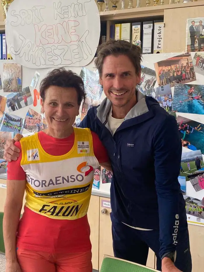 Melitta Sokoll mit Olympionike Felix Gottwald 