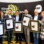 Christoph Herzeg (KWF-Kurator), Kerstin Kanzian (Symvaro), Sandra Venus (KWF-Vorstand) Christoph Hinteregger (Augmensys), Matthias Sepin, Michael Saringer (Alturos), Helmut Gallob (G&P), Gaby Schaunig und Hermann Hellwagner (Juryvorsitzender)