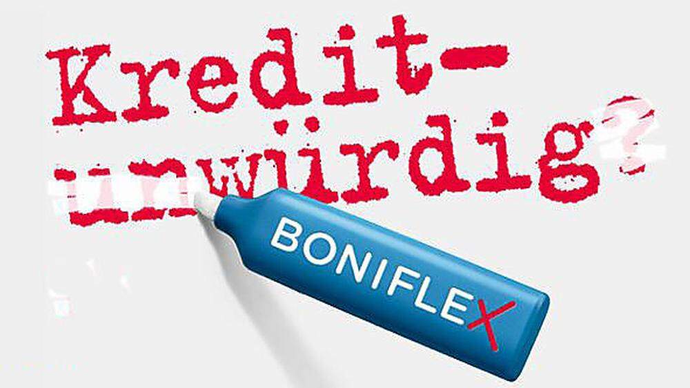 Man müse einfach "boniflexen", so die Boniflex-WErbung, schon sei die Kreditwürdigkeit wieder hergestellt