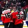 STOCKHOLM,SWEDEN,12.MAY.25 - ICE HOCKEY - IIHF Ice Hockey World Championship 2025, group stage, Austria vs Slovakia. Image shows the rejoicing of Austria. Photo: GEPA pictures/ Matic Klansek