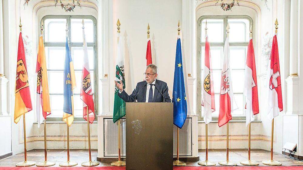 Bundespräsident Alexander van der Bellen beim Festakt in der Aula der Alten Universität in Graz