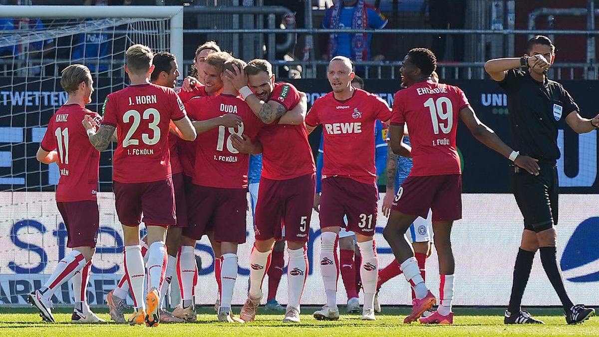 Jubel bei den Spielern des 1. FC Köln