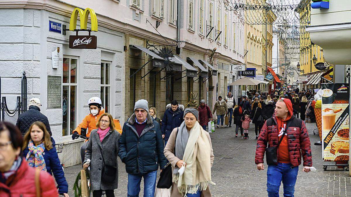 Hohe Frequenz in der Klagenfurter Innenstadt