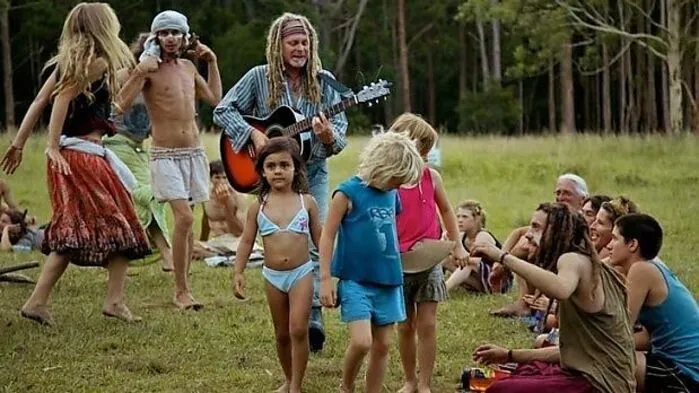 Mitglieder der Rainbow-Family bei einer der weltweiten Treffen